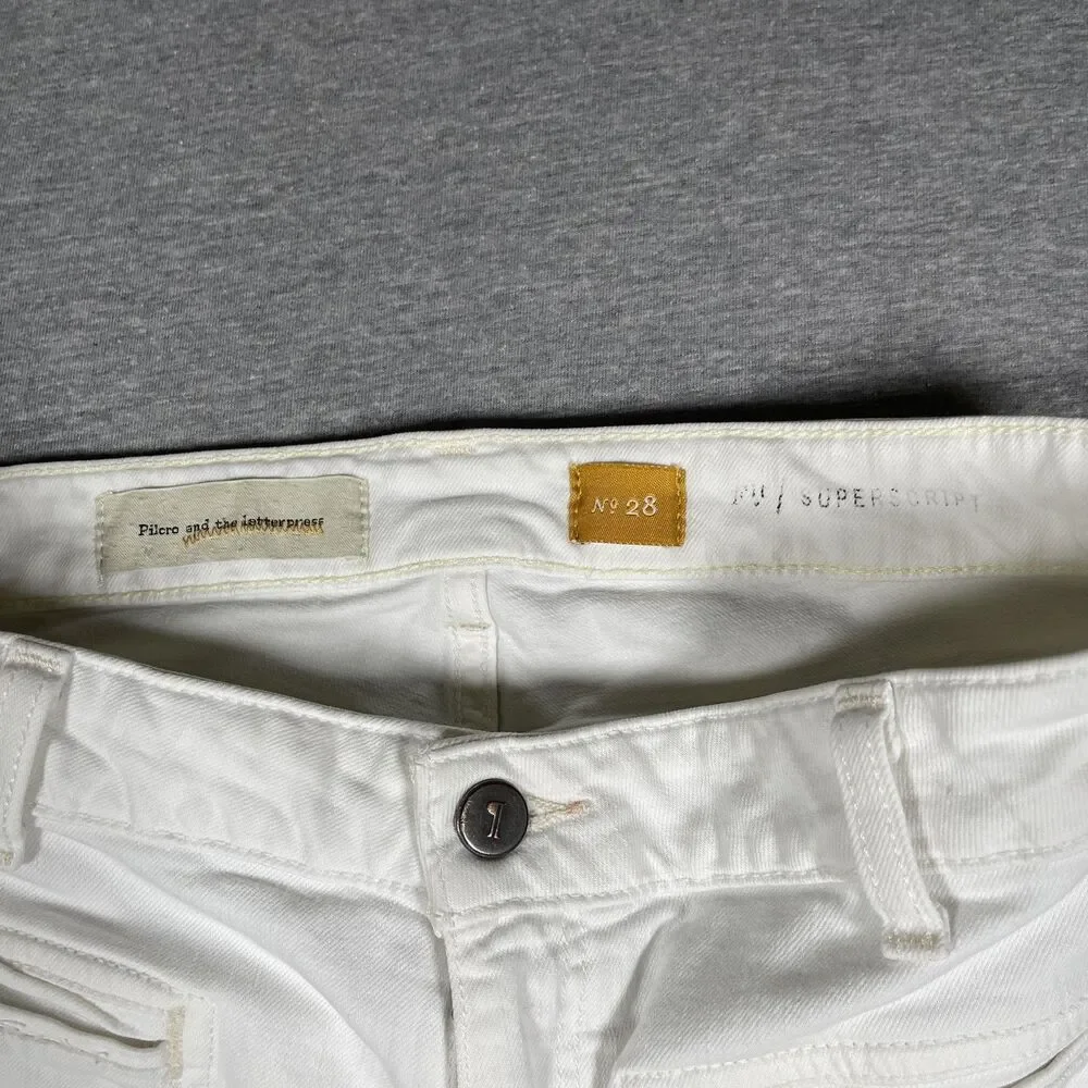 Pilcro And The Letterpress Jeans Womens 28 White Flared High Rise Stretch Denim